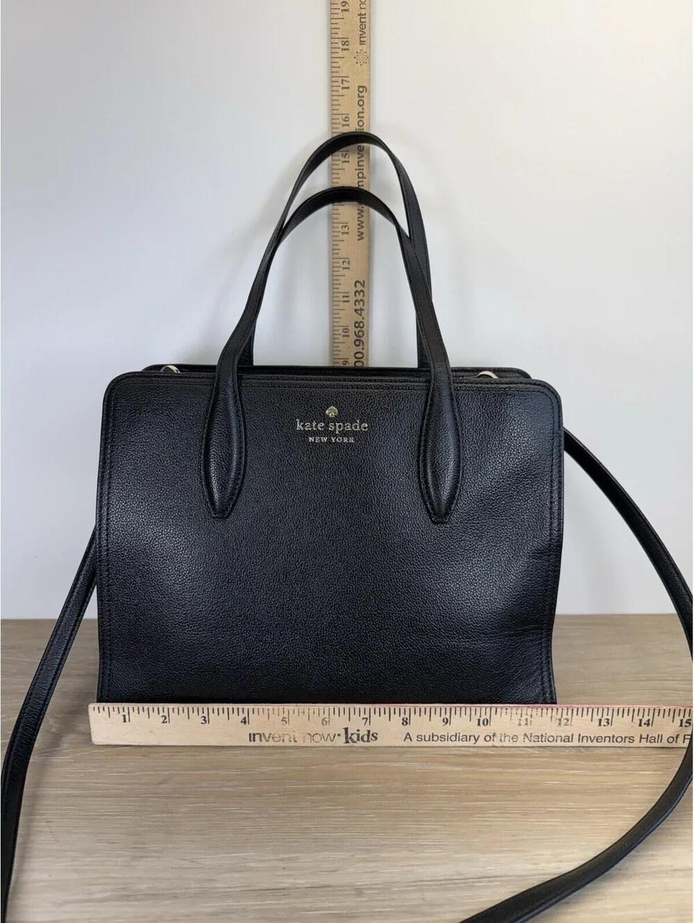 Kate Spade New York Women Medium Black Pebbled Leather Rowe Top Zip Satchel Bag
